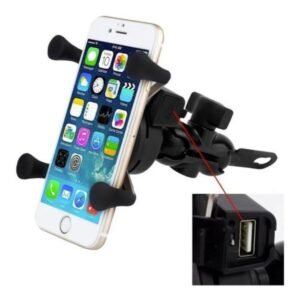 Suporte Celular Moto Tipo X Carregador Celular GPS Motoboy Entrada USB Cabo Conector Universal